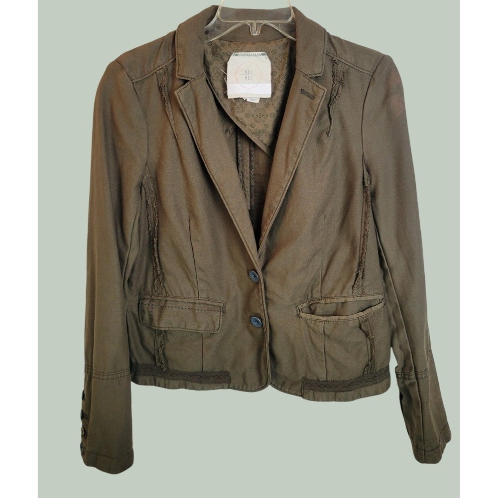 Hei Hei Anthropologie Blazer Jacket Boho Military Utility Brownish Green Size 4
